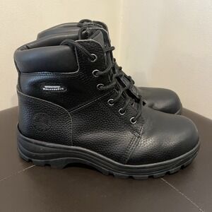 Women' SKECHERS Relaxed Fit Steel Toe/Memory‎ Foam Oil Resist Black Boots Sz 9.5